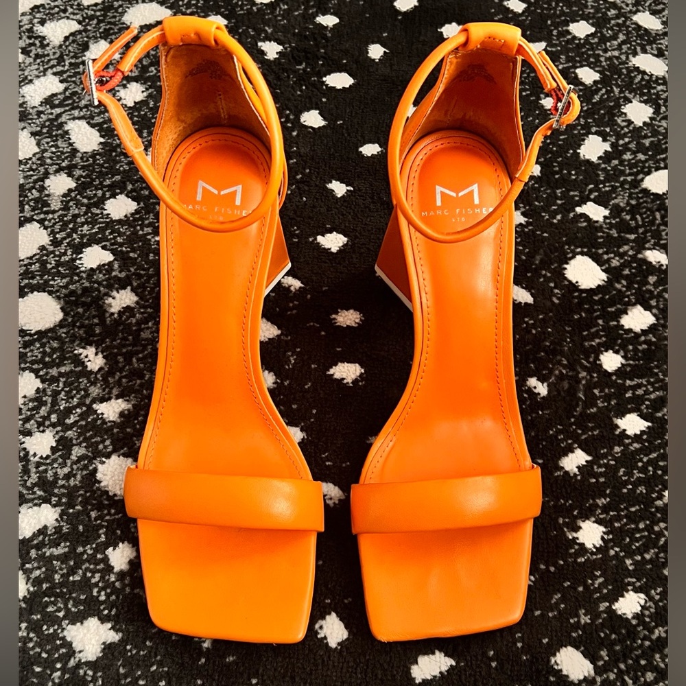 Marc Fisher Denny Leather Sandal 7.5 Orange - Picture 2 of 14